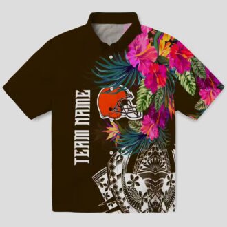 NFL Cleveland Browns Polynesian Hawaiian Shirt, Brown Floral Game Day Outfit