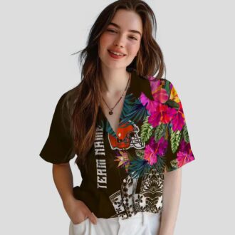 NFL Cleveland Browns Polynesian Hawaiian Shirt, Brown Floral Game Day Outfit