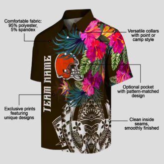 NFL Cleveland Browns Polynesian Hawaiian Shirt, Brown Floral Game Day Outfit