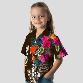 NFL Cleveland Browns Polynesian Hawaiian Shirt, Brown Floral Game Day Outfit