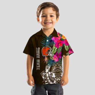 NFL Cleveland Browns Polynesian Hawaiian Shirt, Brown Floral Game Day Outfit