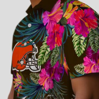 NFL Cleveland Browns Polynesian Hawaiian Shirt, Brown Floral Game Day Outfit
