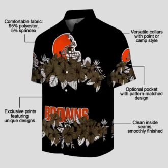 NFL Cleveland Browns Summer Hawaiian Shirt, Brown Black Hibiscus Stripe Luau Outfit
