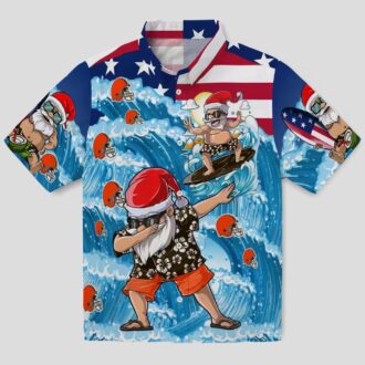 NFL Cleveland Browns Surfing Santa Hawaiian Shirt, Holiday Beach Outfit