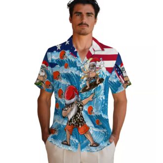 NFL Cleveland Browns Surfing Santa Hawaiian Shirt, Holiday Beach Outfit