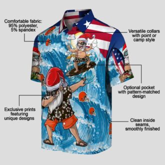 NFL Cleveland Browns Surfing Santa Hawaiian Shirt, Holiday Beach Outfit