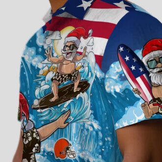 NFL Cleveland Browns Surfing Santa Hawaiian Shirt, Holiday Beach Outfit