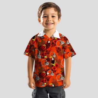 NFL Cleveland Browns Tropical Aloha Hawaiian Shirt, Brown Red Floral Toucan Print