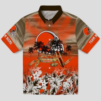 Personalized Cleveland Browns Hawaiian Shirt, Tropical Canoe Print Summer Outfit