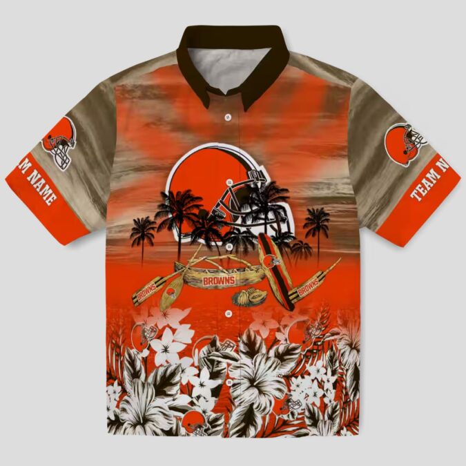Personalized Cleveland Browns Hawaiian Shirt, Tropical Canoe Print Summer Outfit