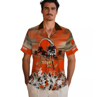 Personalized Cleveland Browns Hawaiian Shirt, Tropical Canoe Print Summer Outfit