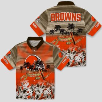 Personalized Cleveland Browns Hawaiian Shirt, Tropical Canoe Print Summer Outfit