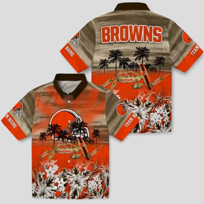 Personalized Cleveland Browns Hawaiian Shirt, Tropical Canoe Print Summer Outfit