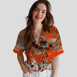Personalized Cleveland Browns Hawaiian Shirt, Tropical Canoe Print Summer Outfit