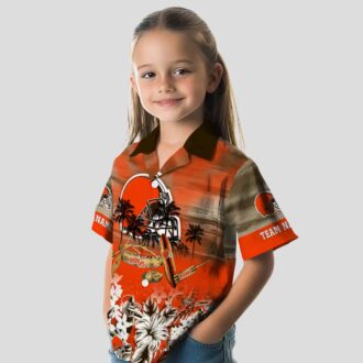 Personalized Cleveland Browns Hawaiian Shirt, Tropical Canoe Print Summer Outfit