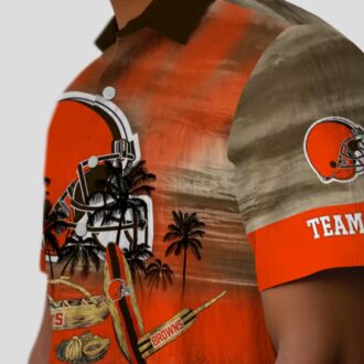Personalized Cleveland Browns Hawaiian Shirt, Tropical Canoe Print Summer Outfit
