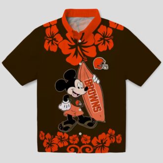 Surfing Mickey Tropical Cleveland Browns Hawaiian Shirt for Beach & Tailgating