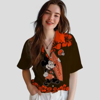 Surfing Mickey Tropical Cleveland Browns Hawaiian Shirt for Beach & Tailgating