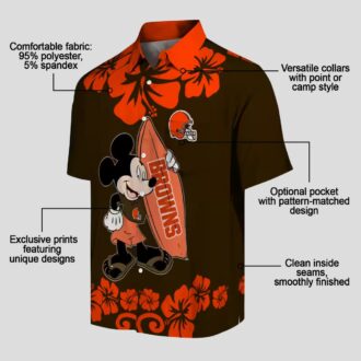 Surfing Mickey Tropical Cleveland Browns Hawaiian Shirt for Beach & Tailgating