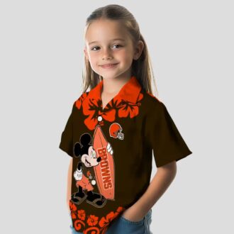 Surfing Mickey Tropical Cleveland Browns Hawaiian Shirt for Beach & Tailgating