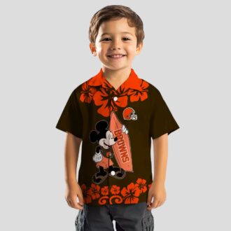 Surfing Mickey Tropical Cleveland Browns Hawaiian Shirt for Beach & Tailgating