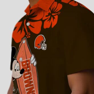 Surfing Mickey Tropical Cleveland Browns Hawaiian Shirt for Beach & Tailgating