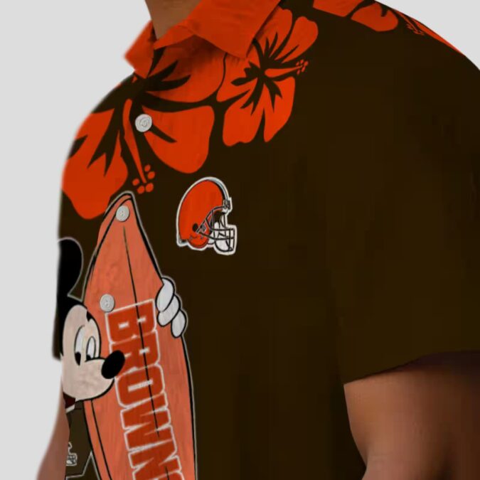 Surfing Mickey Tropical Cleveland Browns Hawaiian Shirt for Beach & Tailgating