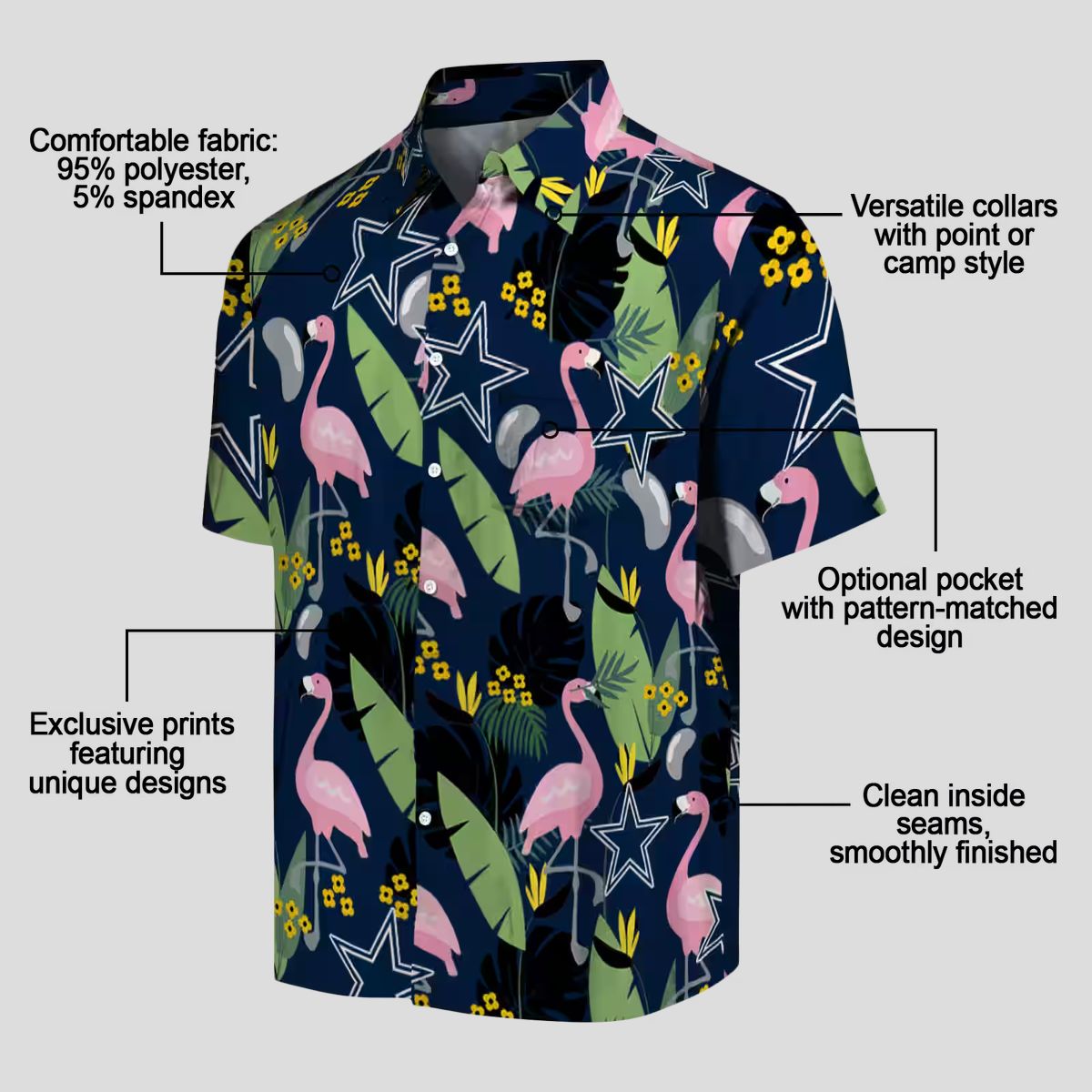 Best Selling Dallas Cowboys Blue Hawaiian Shirt, Tropical Flamingo NFL Game Day Outfit