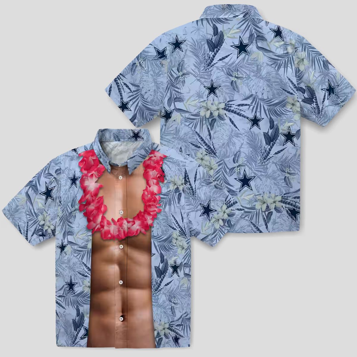 Blue Chest Illusion Dallas Cowboys Hawaiian Shirt, Perfect Tropical Aloha NFL Fan Apparel
