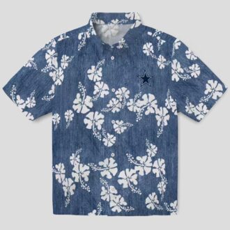 Blue Hibiscus Clusters Dallas Cowboys Hawaiian Shirt, High Quality Aloha Beach Shirt