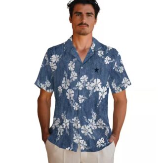Blue Hibiscus Clusters Dallas Cowboys Hawaiian Shirt, High Quality Aloha Beach Shirt