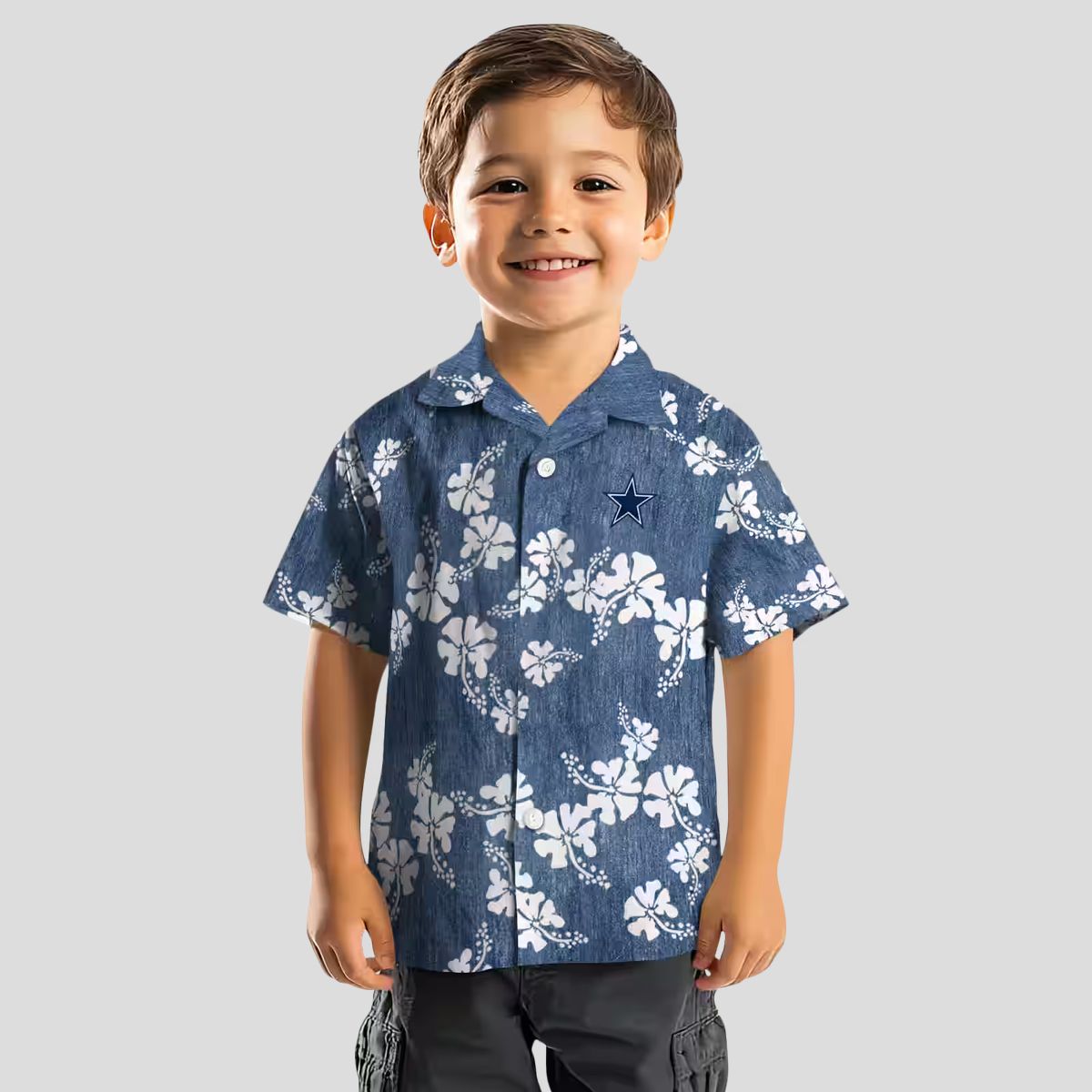 Blue Hibiscus Clusters Dallas Cowboys Hawaiian Shirt, High Quality Aloha Beach Shirt