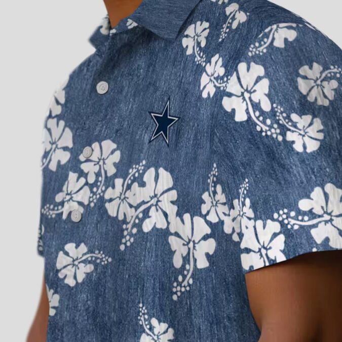 Blue Hibiscus Clusters Dallas Cowboys Hawaiian Shirt, High Quality Aloha Beach Shirt