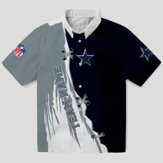 Custom Dallas Cowboys Hawaiian Shirt, Blue & White Edgy Streaks for Summer & Game Day