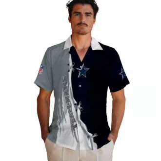 Custom Dallas Cowboys Hawaiian Shirt, Blue & White Edgy Streaks for Summer & Game Day