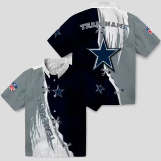 Custom Dallas Cowboys Hawaiian Shirt, Blue & White Edgy Streaks for Summer & Game Day
