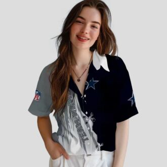 Custom Dallas Cowboys Hawaiian Shirt, Blue & White Edgy Streaks for Summer & Game Day