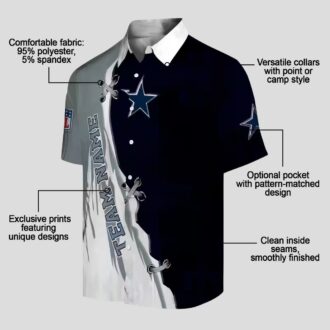 Custom Dallas Cowboys Hawaiian Shirt, Blue & White Edgy Streaks for Summer & Game Day