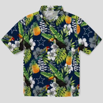 Custom Dallas Cowboys Hawaiian Shirt, Blue Green Tropical Toucan NFL Summer Outfit
