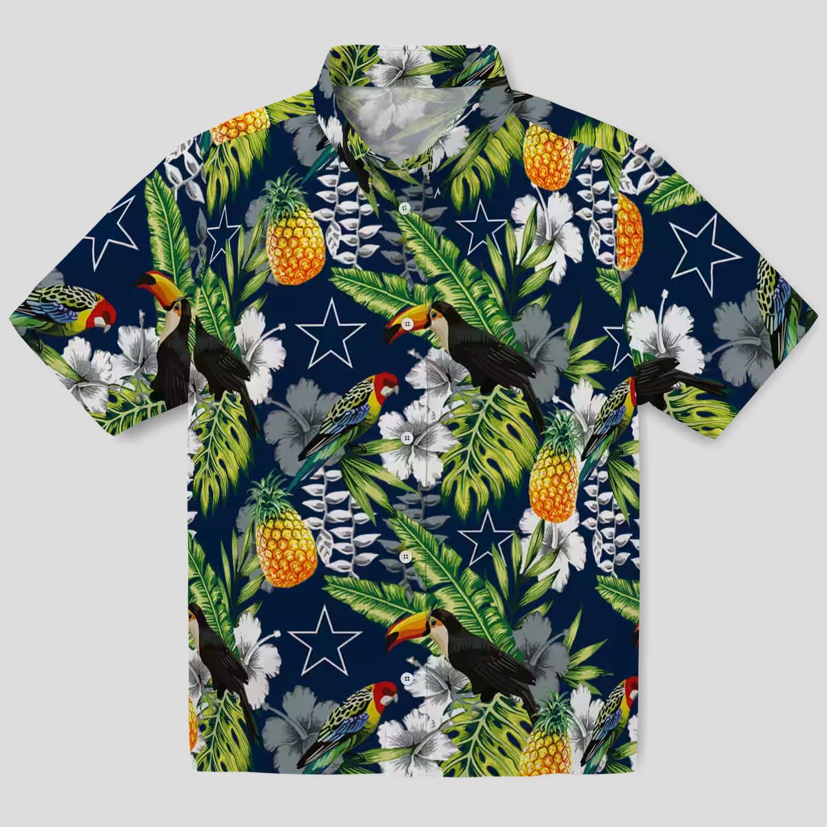 Custom Dallas Cowboys Hawaiian Shirt, Blue Green Tropical Toucan NFL Summer Outfit