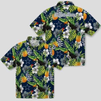 Custom Dallas Cowboys Hawaiian Shirt, Blue Green Tropical Toucan NFL Summer Outfit