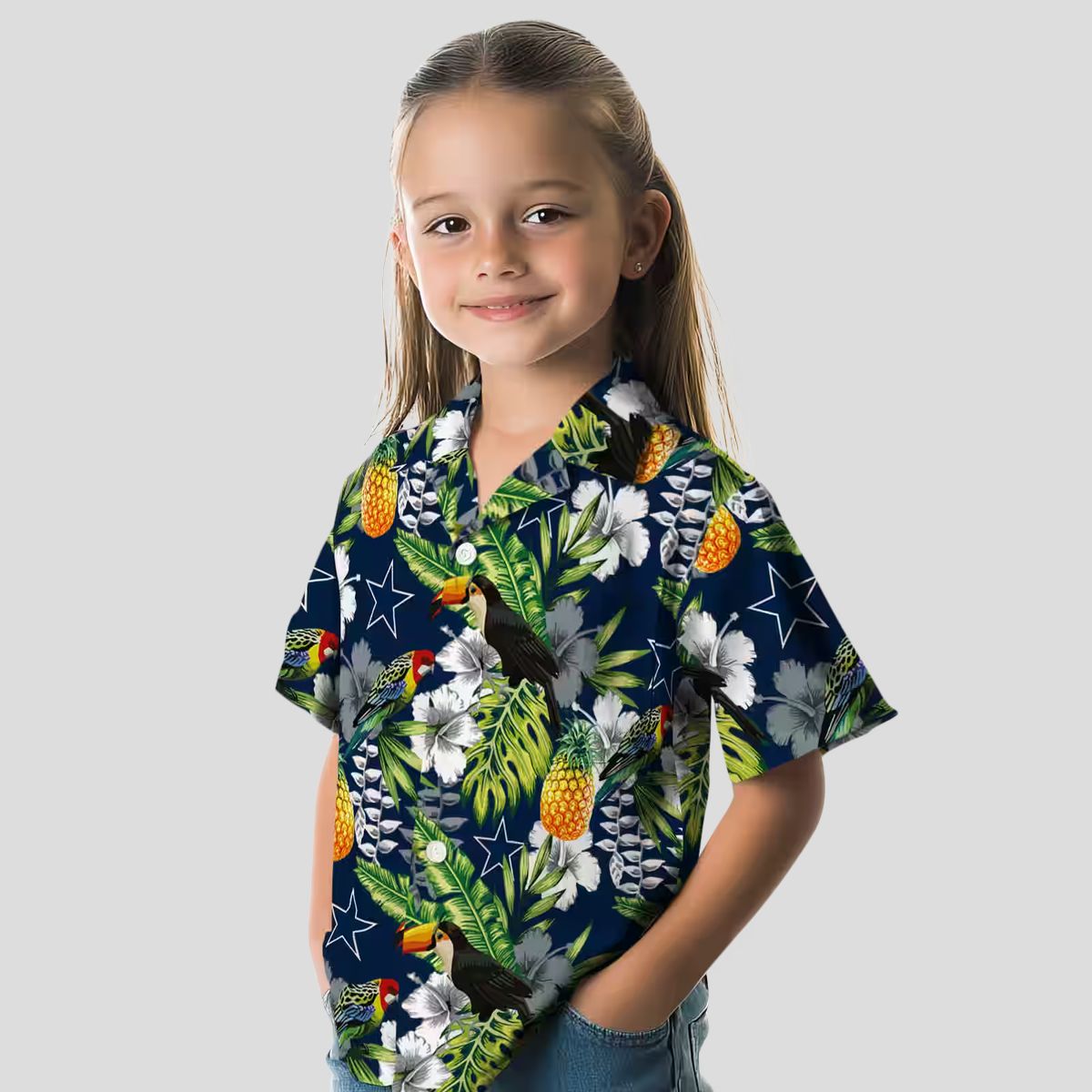Custom Dallas Cowboys Hawaiian Shirt, Blue Green Tropical Toucan NFL Summer Outfit
