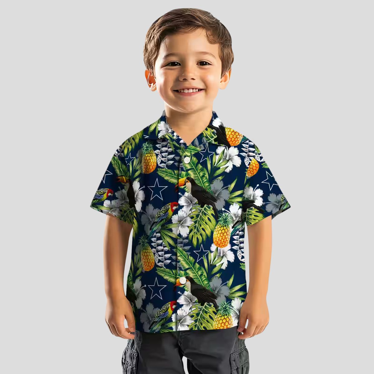 Custom Dallas Cowboys Hawaiian Shirt, Blue Green Tropical Toucan NFL Summer Outfit