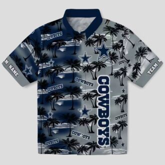Dallas Cowboys Aloha Shirt, Palm Silhouettes Blue Hawaiian NFL Summer Outfit for Game Day