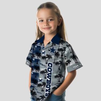 Dallas Cowboys Aloha Shirt, Palm Silhouettes Blue Hawaiian NFL Summer Outfit for Game Day