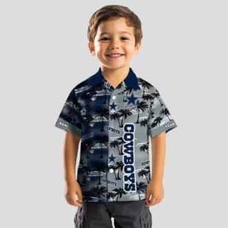 Dallas Cowboys Aloha Shirt, Palm Silhouettes Blue Hawaiian NFL Summer Outfit for Game Day