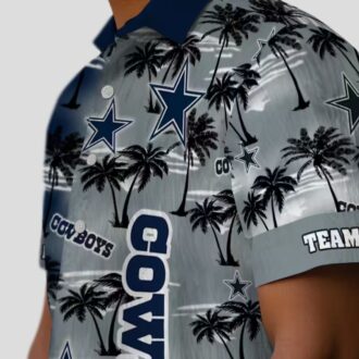 Dallas Cowboys Aloha Shirt, Palm Silhouettes Blue Hawaiian NFL Summer Outfit for Game Day