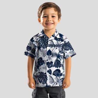 Dallas Cowboys Beach Shirt, Blue & White Tropical Plants Hawaiian Aloha Shirt for NFL Fans
