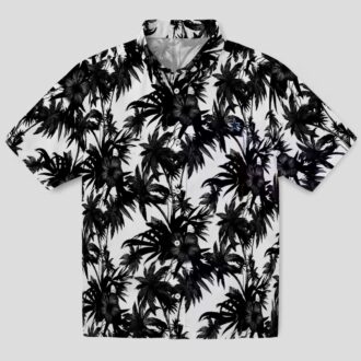 Dallas Cowboys Black White Hawaiian Shirt, Palm Motifs Aloha Vacation Shirt for Men