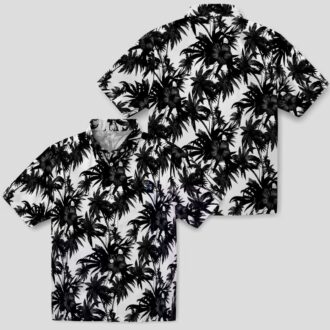 Dallas Cowboys Black White Hawaiian Shirt, Palm Motifs Aloha Vacation Shirt for Men